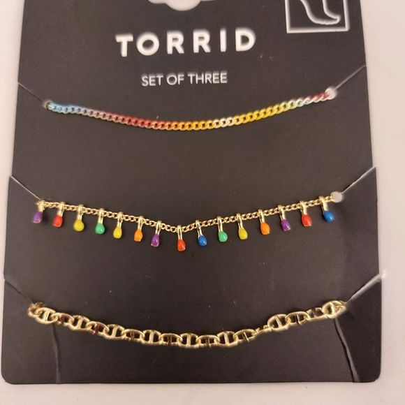 Always Proud Rainbow Chain Anklets - Gold Tone - Picture 2 of 4